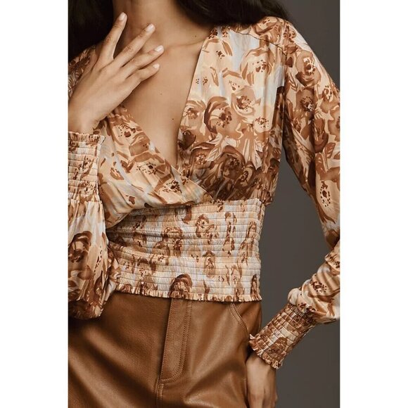 Anthropologie Tiny Valentina Long-Sleeve Printed Surplice Top Size XS - Picture 4 of 7